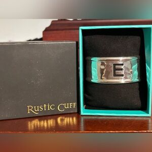 Rustic Cuff Silver Bracelet “E”